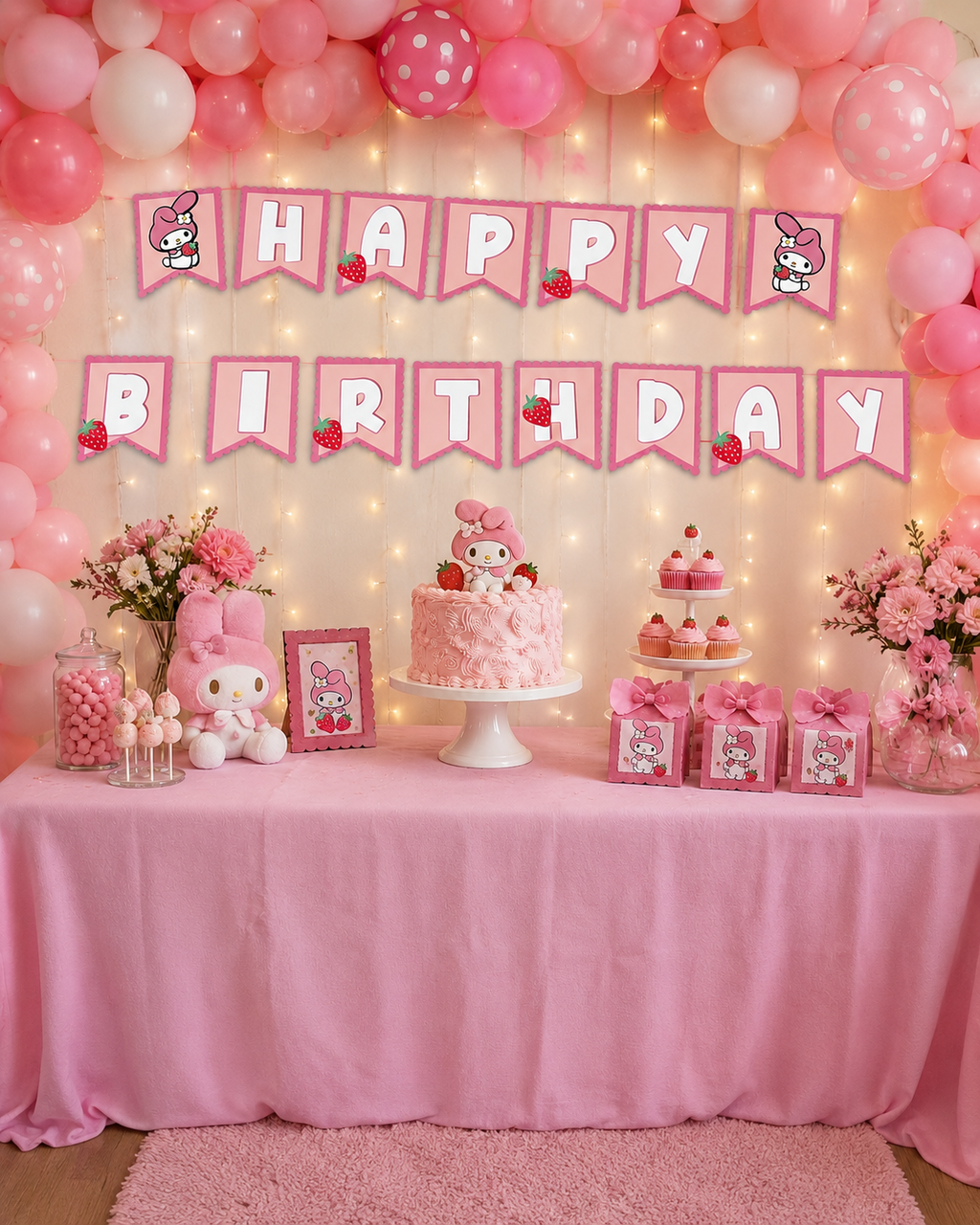 Strawberry My Melody Birthday Banner