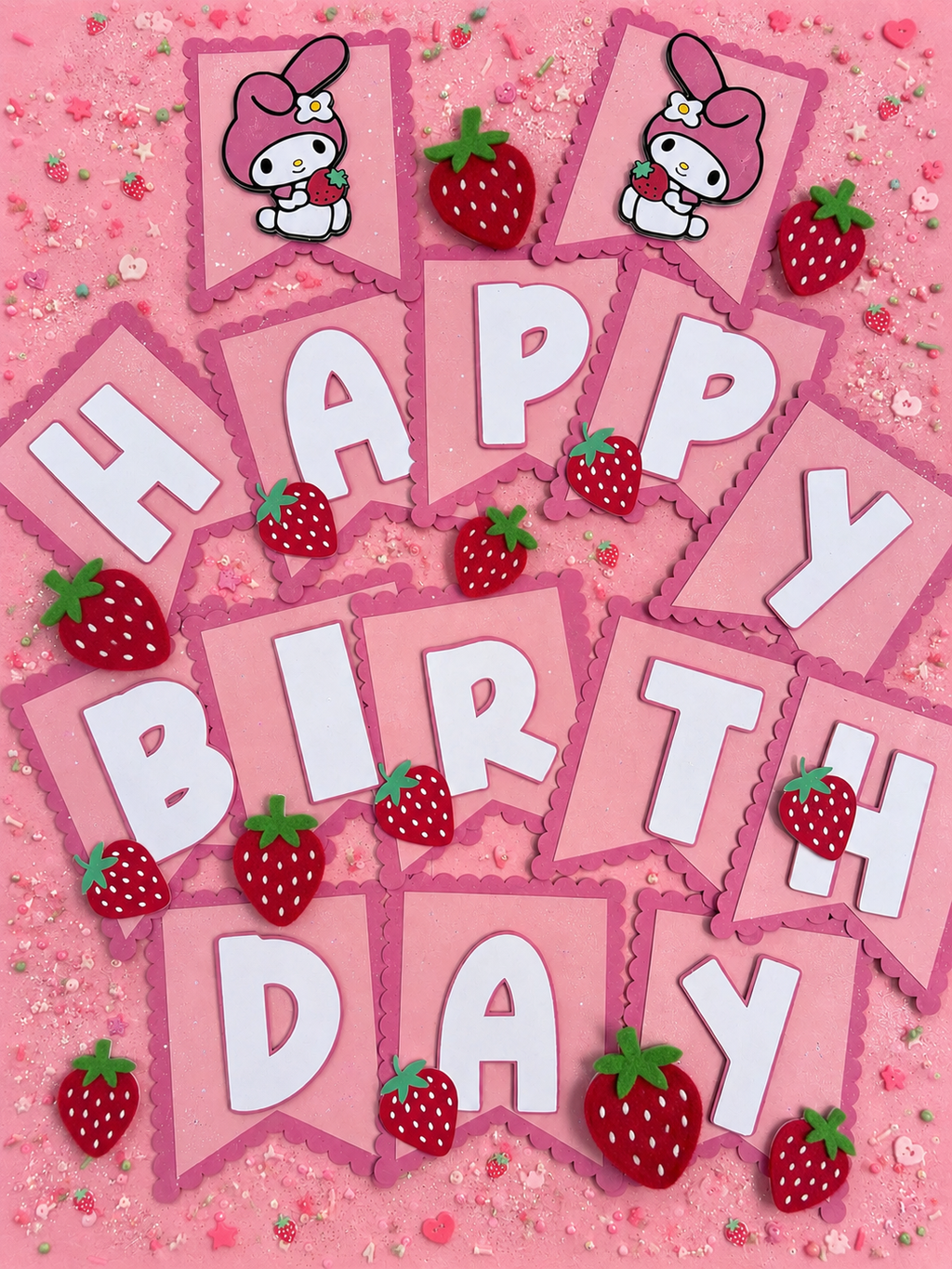 Strawberry My Melody Birthday Banner