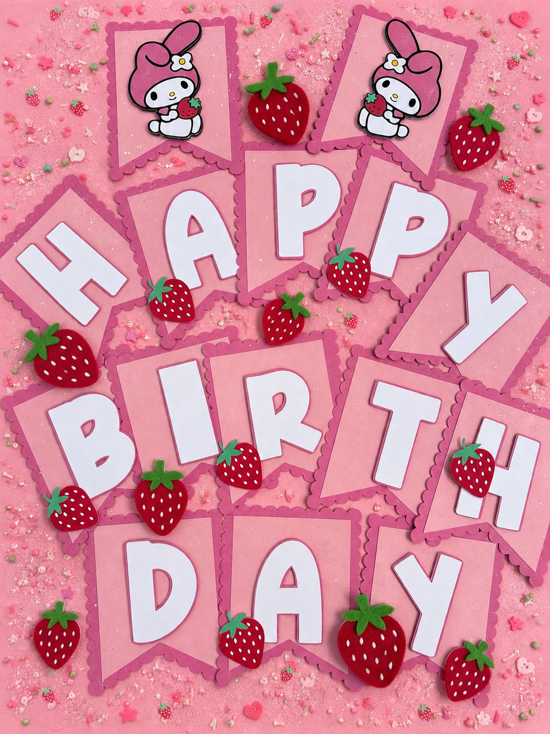 Strawberry My Melody Birthday Banner