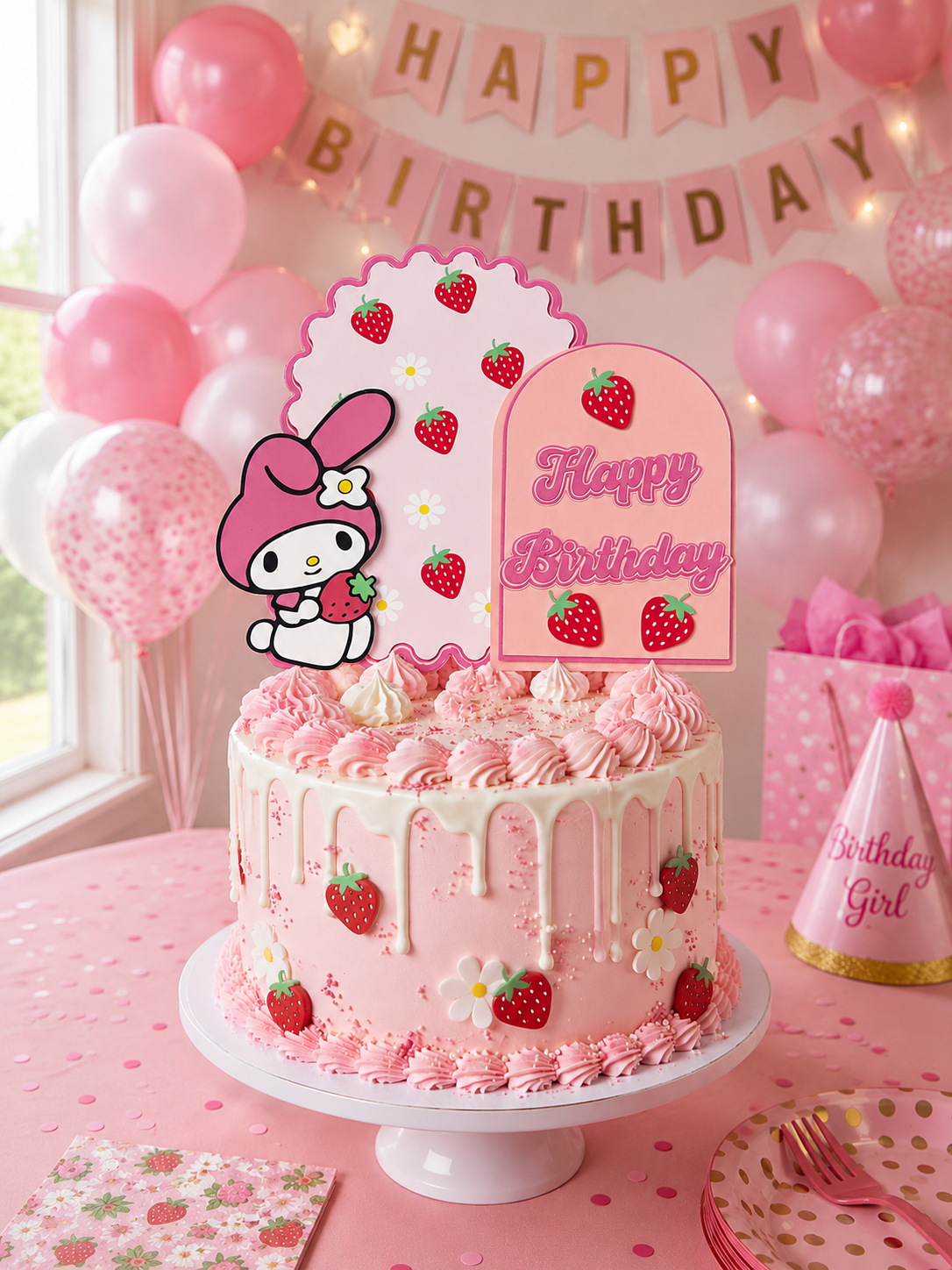 Strawberry My Melody Cake Topper